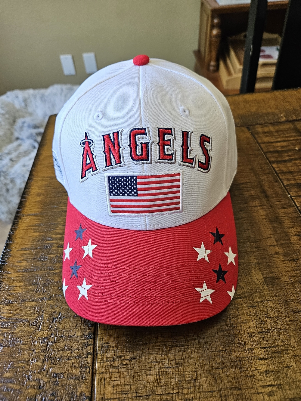 Angels Red and White Patriotic Baseball Cap